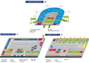 Схема терминалов аэропорта Анталья (нажмите для увеличения)